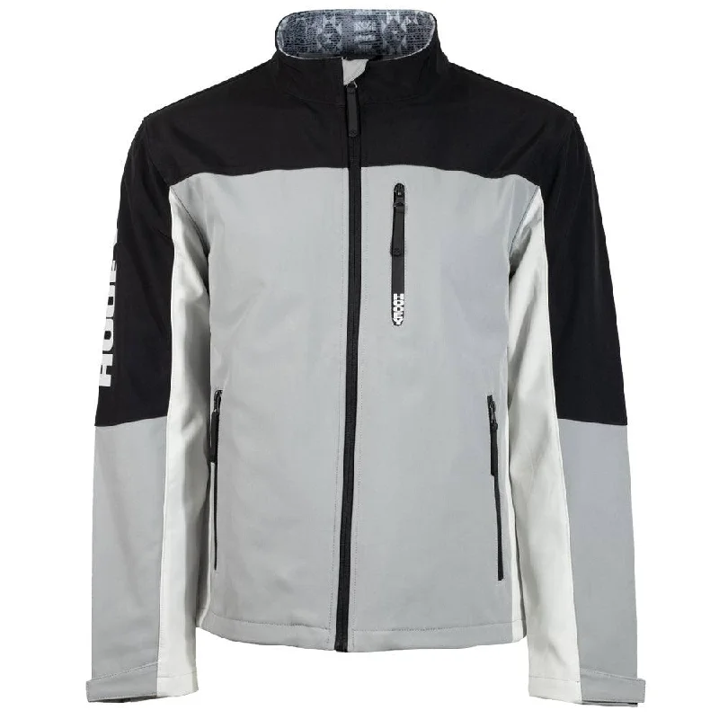 Workwear Jackets for Men-"Hooey Softshell Jacket" Charcoal w/Grey/Black Accents