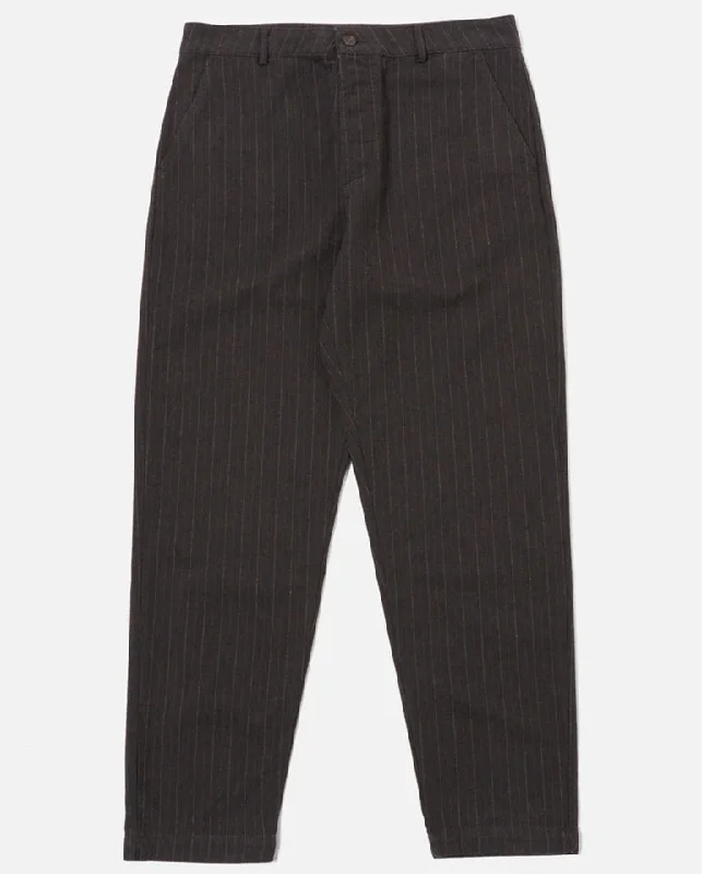 Color Block Pants for Women-Military Chino Brown Italian Pinstripe