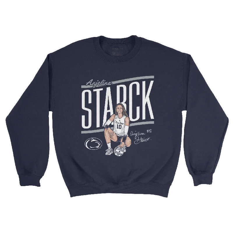 Long Sleeve Moto Shirts-EXCLUSIVE RELEASE: Anjelina Starck Banner Name Navy Crew