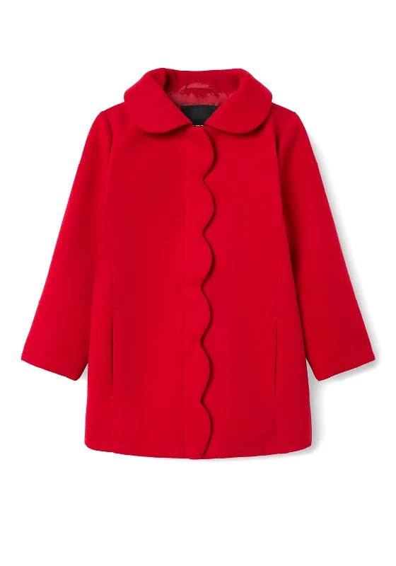 Party Jackets for Men-Name It Mini Girl Merry Scallop Coat, Chili Pepper