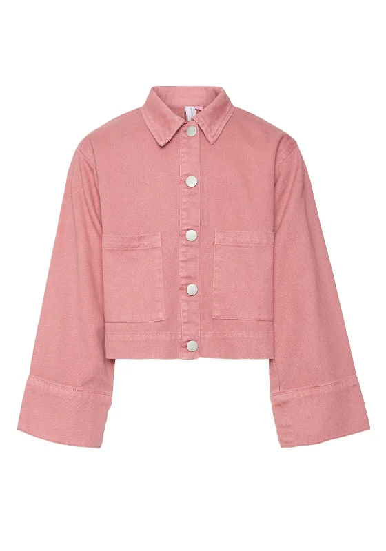 Matching Jackets for Men-Vero Moda Girl Kitt Long Sleeve Denim Jacket, Mesa Rose