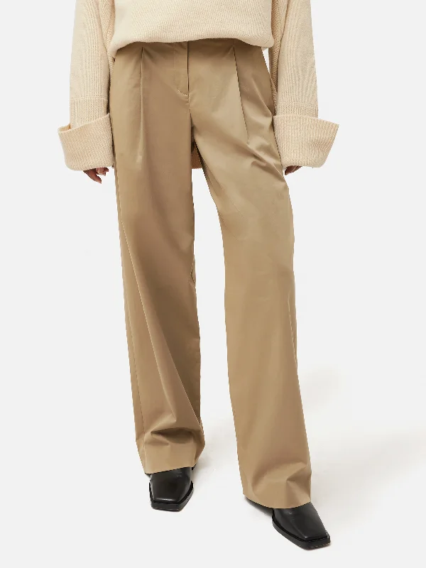 Hiking Pants for Men-Cotton Pleat Front Trouser | Stone