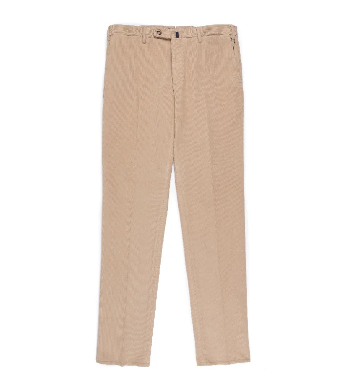 Satin Pants for Women-Incotex Regular Cotton Needlecord Trousers: Mushroom