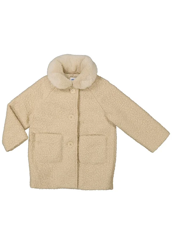 Matching Jackets for Women-Mayoral Mini Girl Collar Shearling Coat, Beige