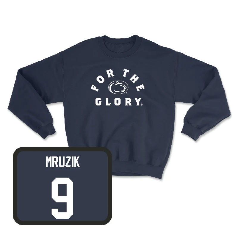 Long Sleeve Snowboarding Shirts-Navy Women's Volleyball For The Glory Crew - Jess Mruzik