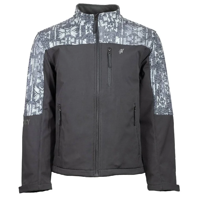 Corporate Jackets for Women-"Hooey Softshell Jacket" Charcoal w/Aztec Detailing