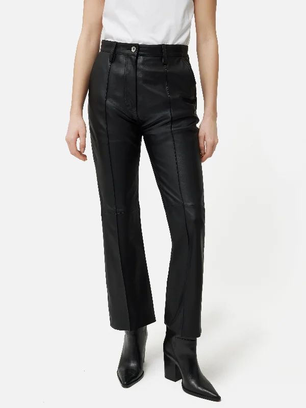 Monochrome Pants for Men-Abby Leather Trouser | Black