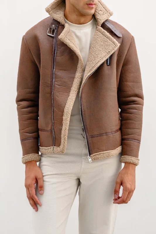 Branded Jackets for Women-SUEDE SHEARLING JACKET