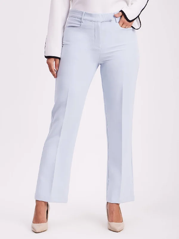 Relaxed Fit Pants for Women-High Waist Bootcut Trousers - Light Blue