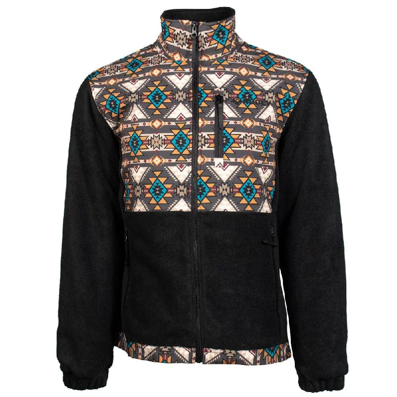 Custom Jackets for Women-"Hooey Tech Fleece Jacket" Brown /Aztec