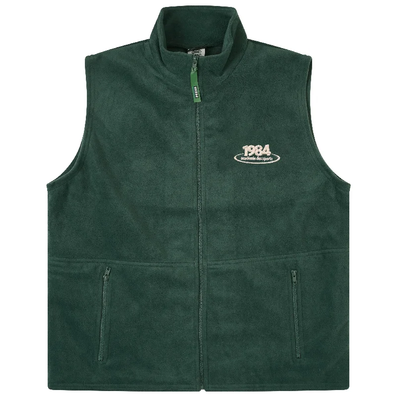 Travel Jackets for Men-Vice 84 'Disc' Fleece Gilet - Forest Green / Navy