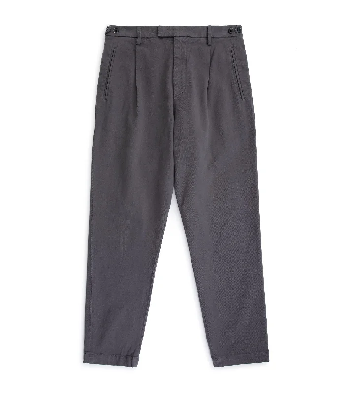 Leather Pants for Men-Barena Masco Mante Cotton Twill Pleated Trousers: Grey