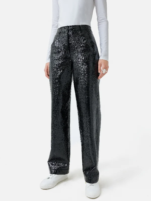 Office Pants for Men-Patent Hatton Trouser | Black