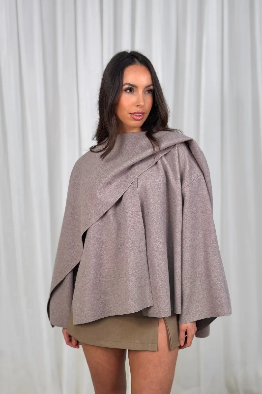 Anniversary Jackets for Men-Indie Cape With Scarf In Taupe