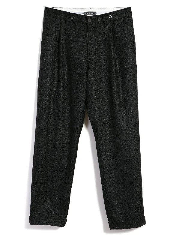 Suede Pants for Men-SUNE | Pleated Wide Cut Trousers | Black Marble