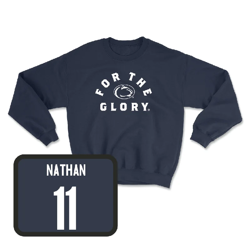 Long Sleeve Cartoon Shirts-Navy Women's Volleyball For The Glory Crew - Jocelyn Nathan