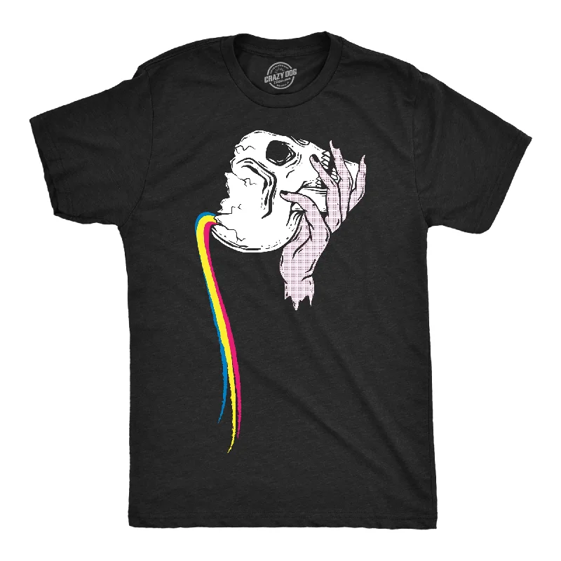 Retro T-Shirt for Women-Pouring Rainbow Skull Men's T Shirt