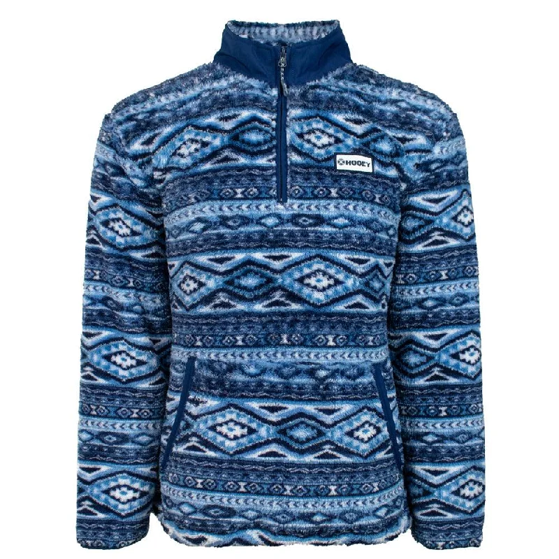 Branded Jackets for Men-"Hooey Fleece Pullover" Navy/Aztec