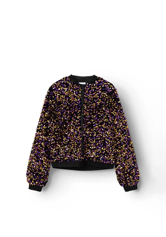 Cycling Jackets for Men-Name It Kid Girl Sequin Jacket, Grape Juice