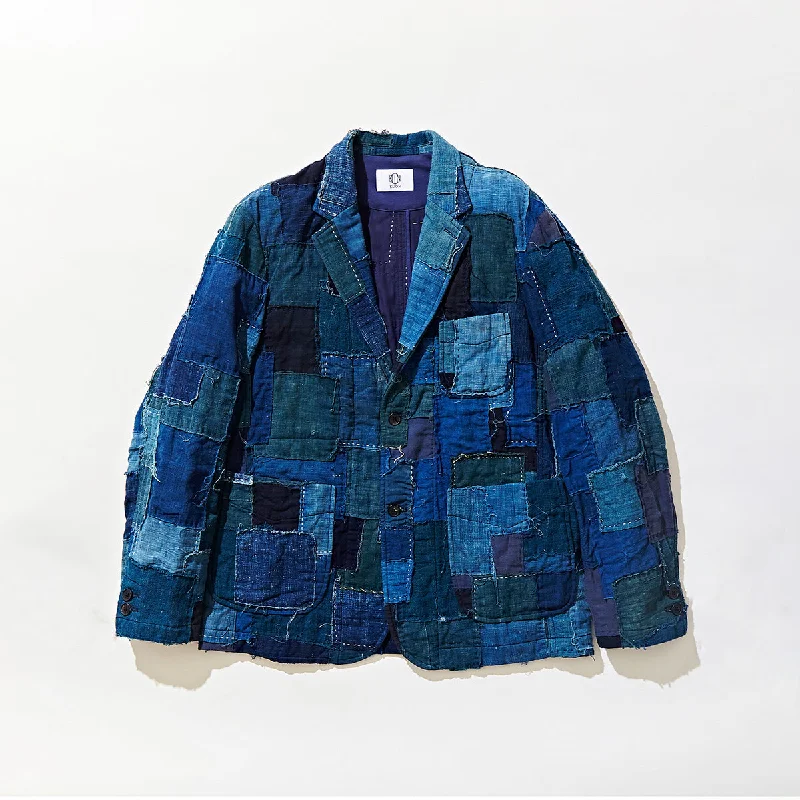 Racing Jackets for Men-VINTAGE BORO PATCHWORK Blazer