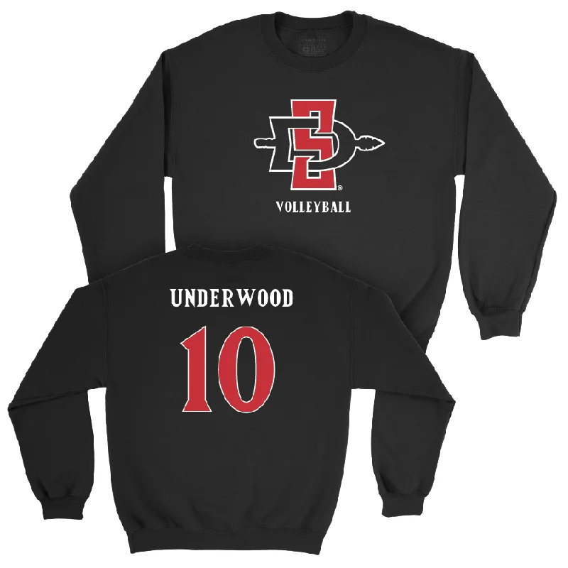 Long Sleeve Warm Shirts-SDSU Women's Volleyball Black Mark Crew - Taylor Underwood #10