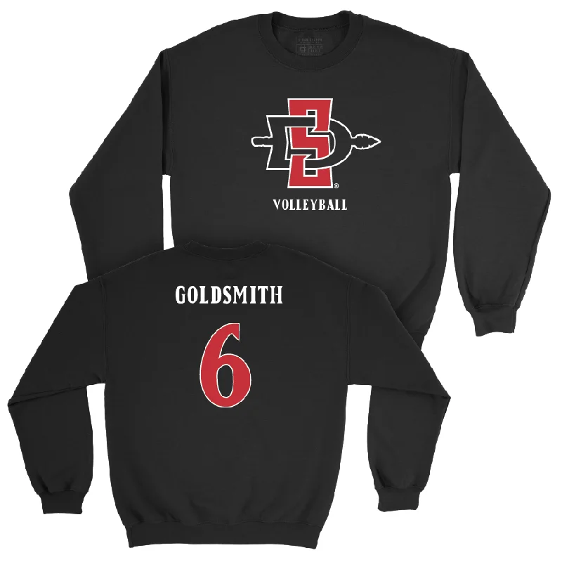 Long Sleeve Sun Protection Shirts-SDSU Women's Volleyball Black Mark Crew - Jordyn Goldsmith #6