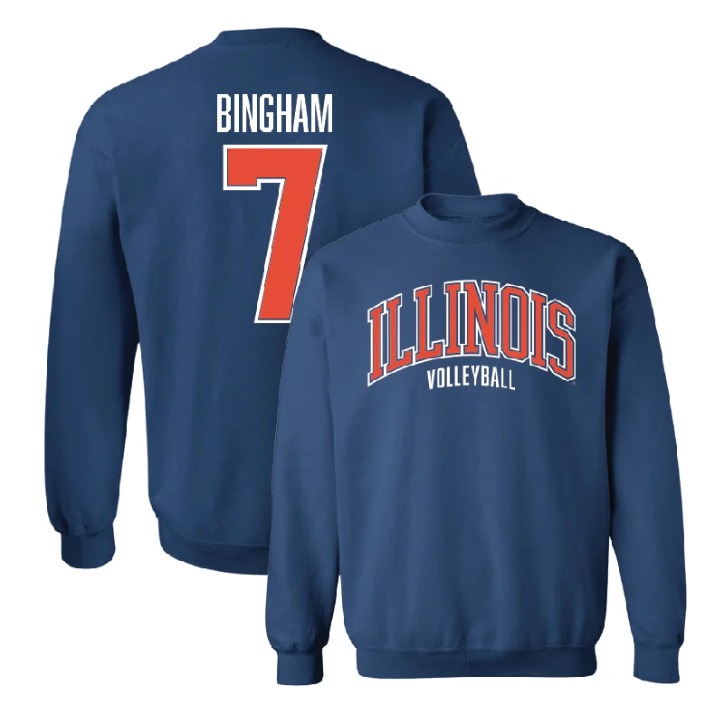 Long Sleeve Retro Shirts-Navy Illinois Arch Crew  - Sarah Bingham