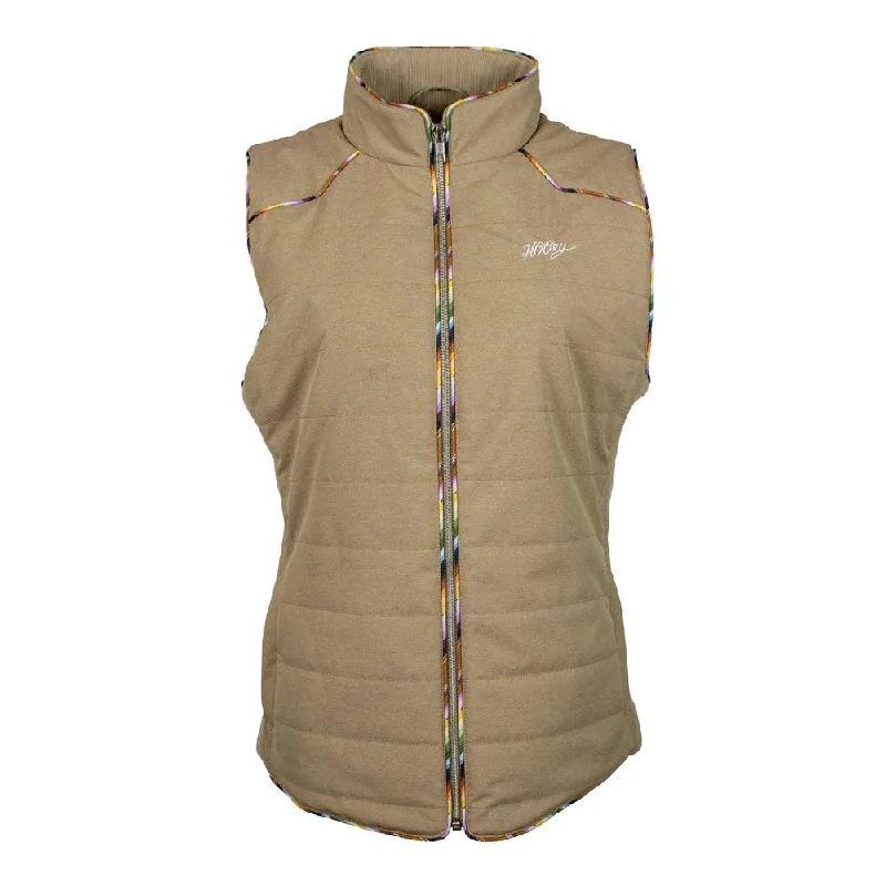 Biker Jackets for Men-"Hooey Ladies Quilted Vest" Tan w/Serape Accents