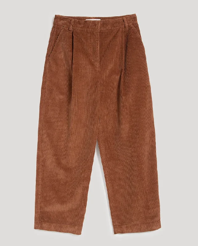 Loose Fit Pants for Men-Cord Market Trouser BROWN