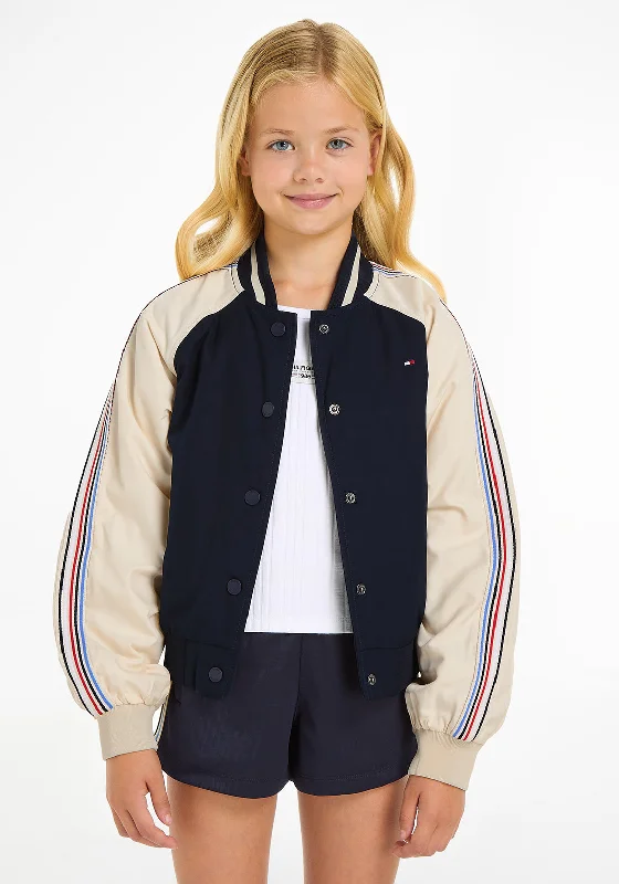 Pajama Jackets for Men-Tommy Hilfiger Girl 1985 Collection Varsity Jacket, Navy