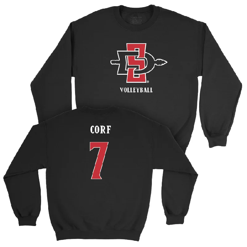 Long Sleeve Hiking Shirts-SDSU Women's Volleyball Black Mark Crew - Madi Corf #7