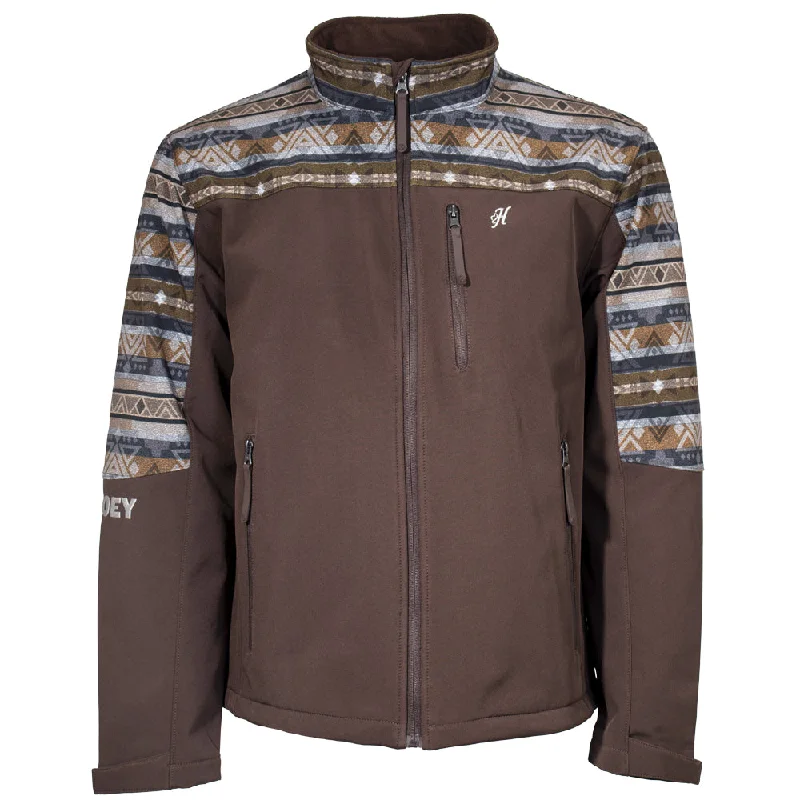 Streetwear Jackets for Men-"Hooey Softshell Jacket" Brown/Aztec