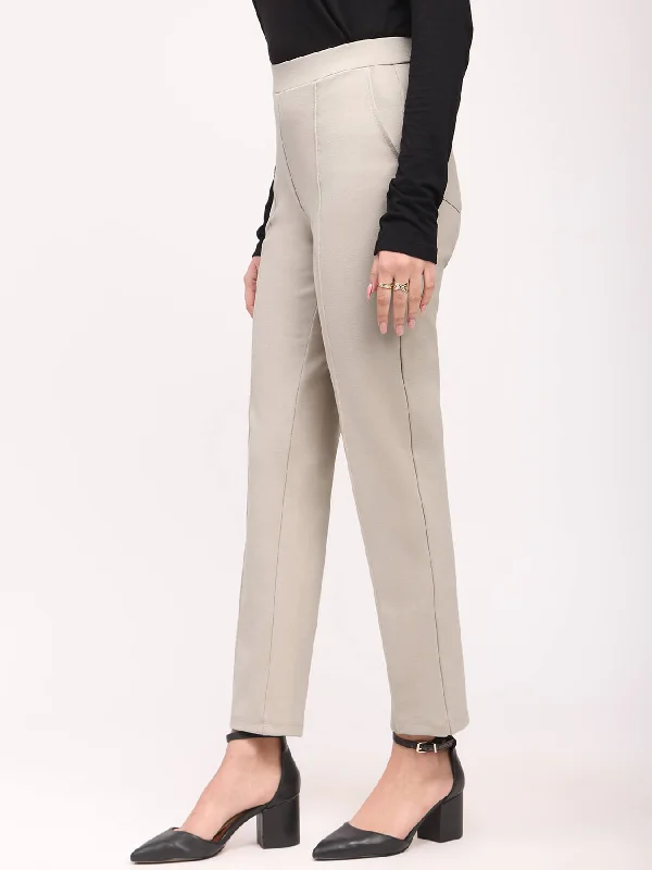 Vintage Pants for Women-LivIn Straight Fit Pants - Ecru