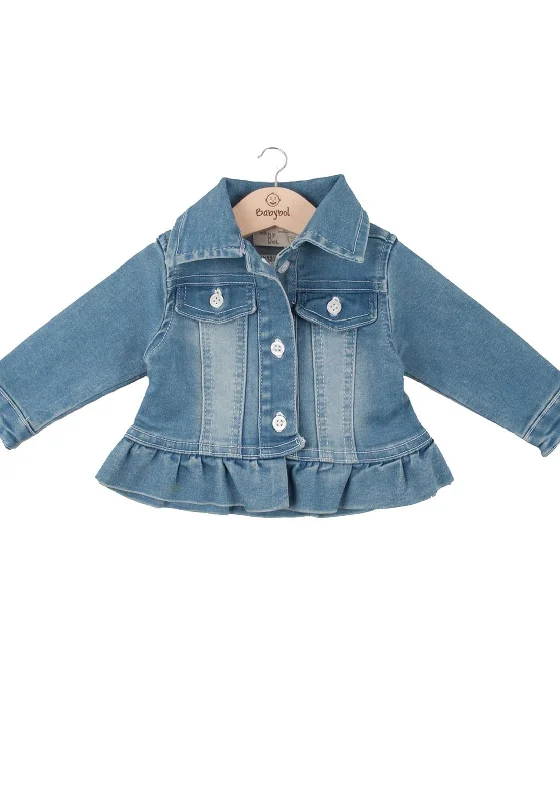 Event Jackets for Men-Minibol Girl Frill Denim Jacket, Blue