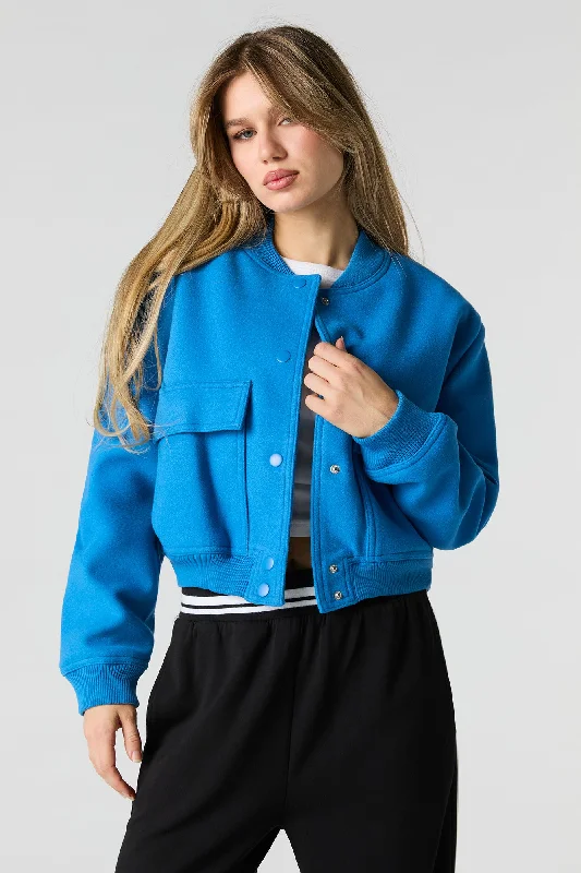 Biker Jackets for Women-Fleece Bomber Jacket