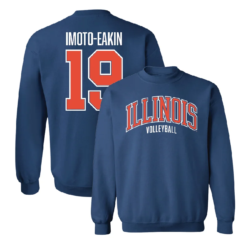 Long Sleeve Urban Shirts-Navy Illinois Arch Crew  - Maya Imoto-Eakin