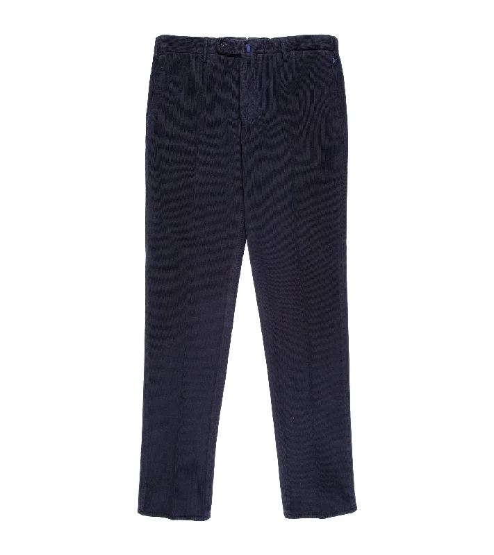 Patent Leather Pants for Men-Incotex Regular Cotton Needlecord Trousers: Navy