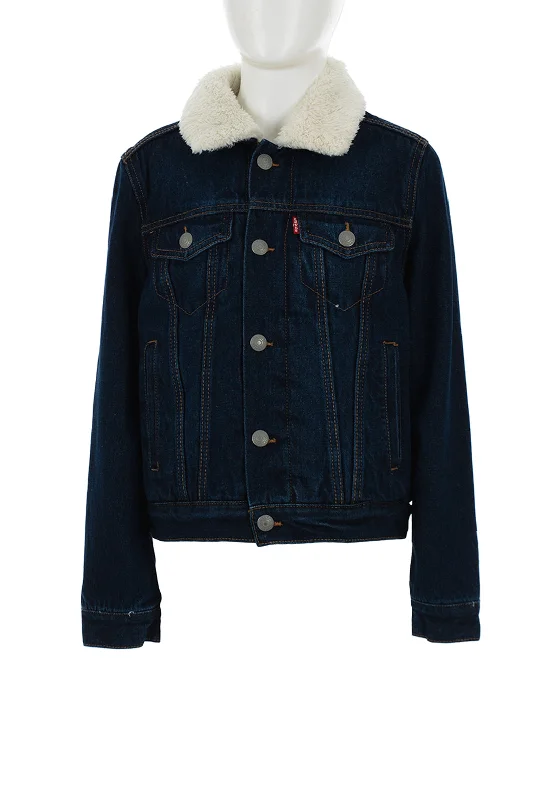 Name Jackets for Women-Levis Fur Inside Denim Jacket, Denim