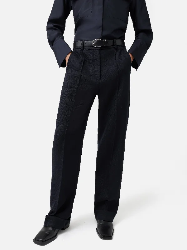 Plaid Pants for Men-Harley Turn Up Trouser | Navy