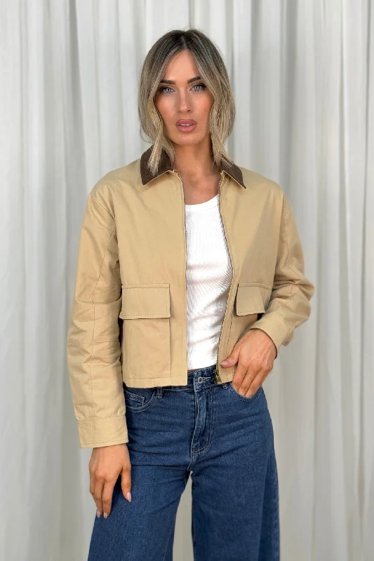 Festival Jackets for Men-Daisy Cropped Jacket In Beige Mix