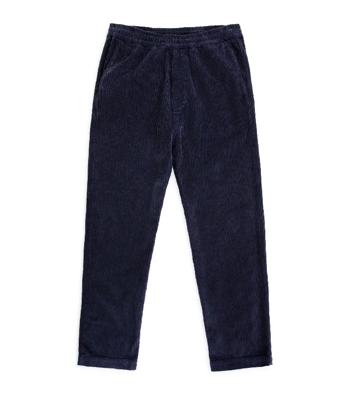 Muted Color Pants for Men-Barena Tosador Demi Cotton Cord Easy Trousers: Navy