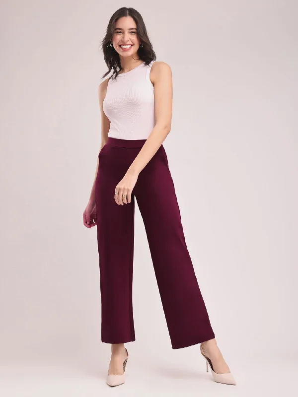 Boho Pants for Women-LivIn Wide Leg Pants - Maroon