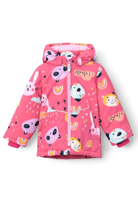 Custom Jackets for Men-Name It Mini Girl Maxi Animal Faces Jacket, Pink Flambe