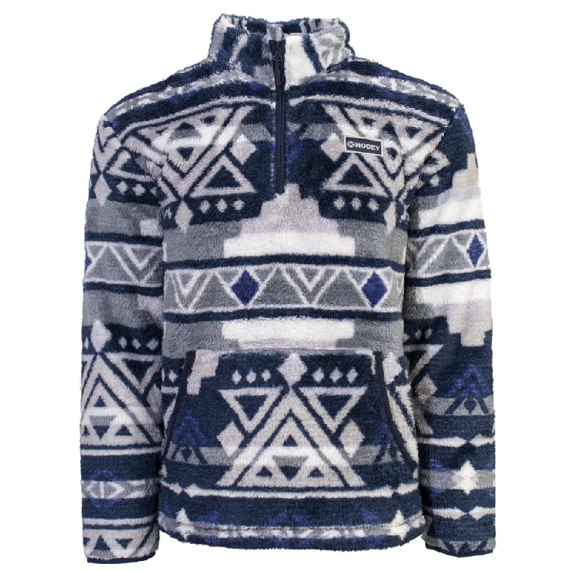 Trendy Jackets for Women-"Hooey Fleece Pullover" Navy/Grey/Aztec