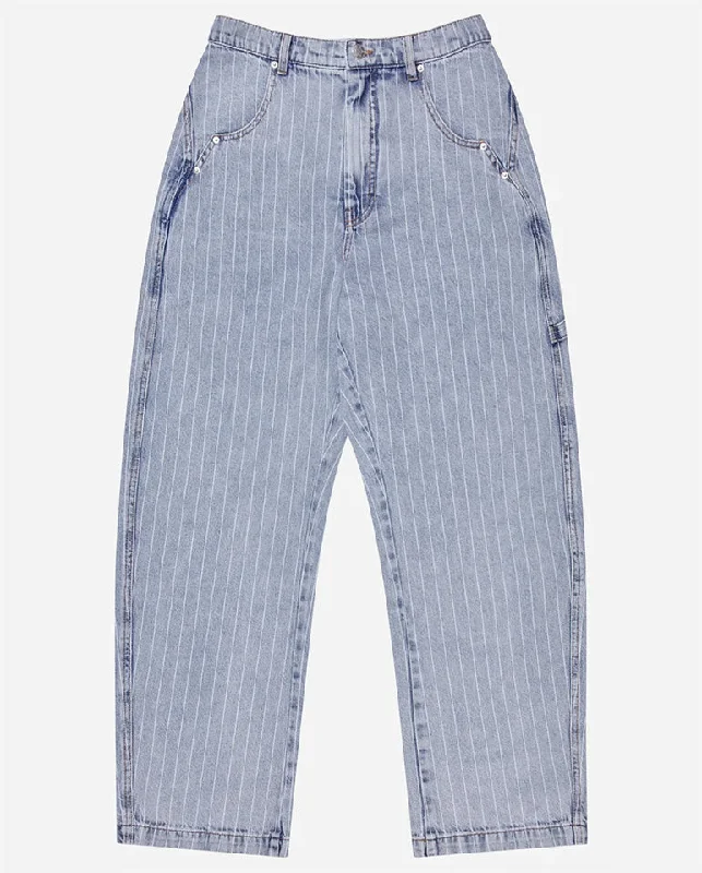 Satin Pants for Men-Shimo Jeans Light Blue Stripe