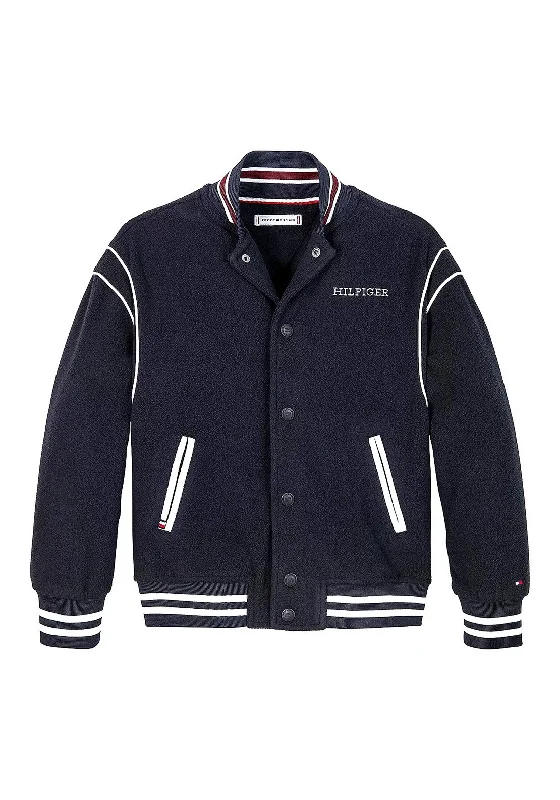 Business Jackets for Women-Tommy Hilfiger Kids Oversized Bomber Jacket, Navy