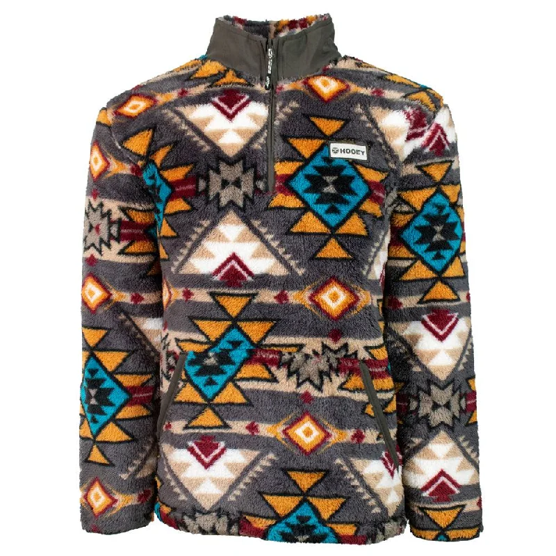 Branded Jackets for Women-"Hooey Fleece Pullover" Brown/Aztec