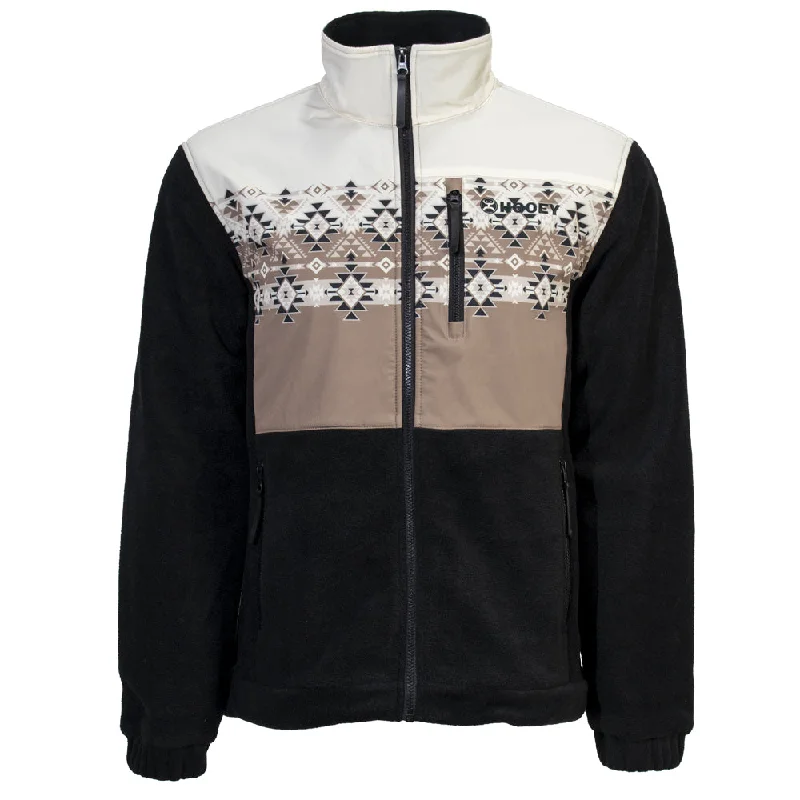 Classic Jackets for Women-"Hooey Tech Fleece Jacket" Black/Aztec