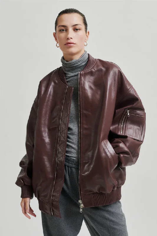 Minimalist Jackets for Men-Second Female King Bitter Chocolate Bomber Jacket