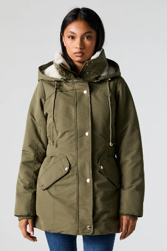 Winter Jackets for Women-Faux Fur Lined Hooded Parka